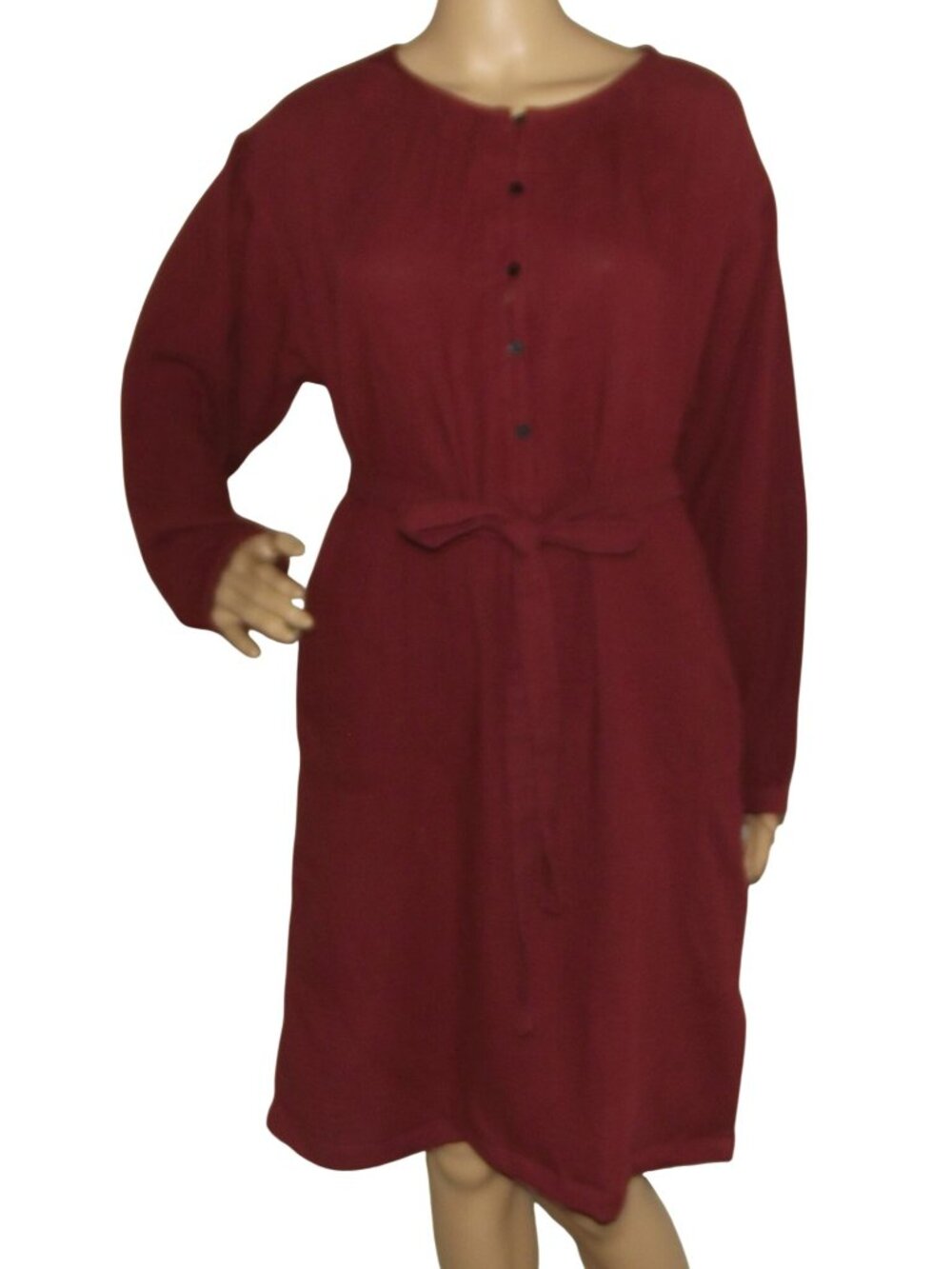 Universal Thread Dress Womens XS Burgundy long balloon sleeve belted knee length